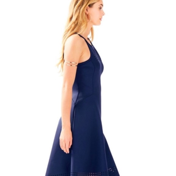 NWT Lilly Pulitzer Navy Aurelie Fit Flare Dress M - Picture 3 of 8